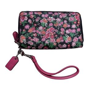 Coach Floral Double Zip Wristlet Wallet